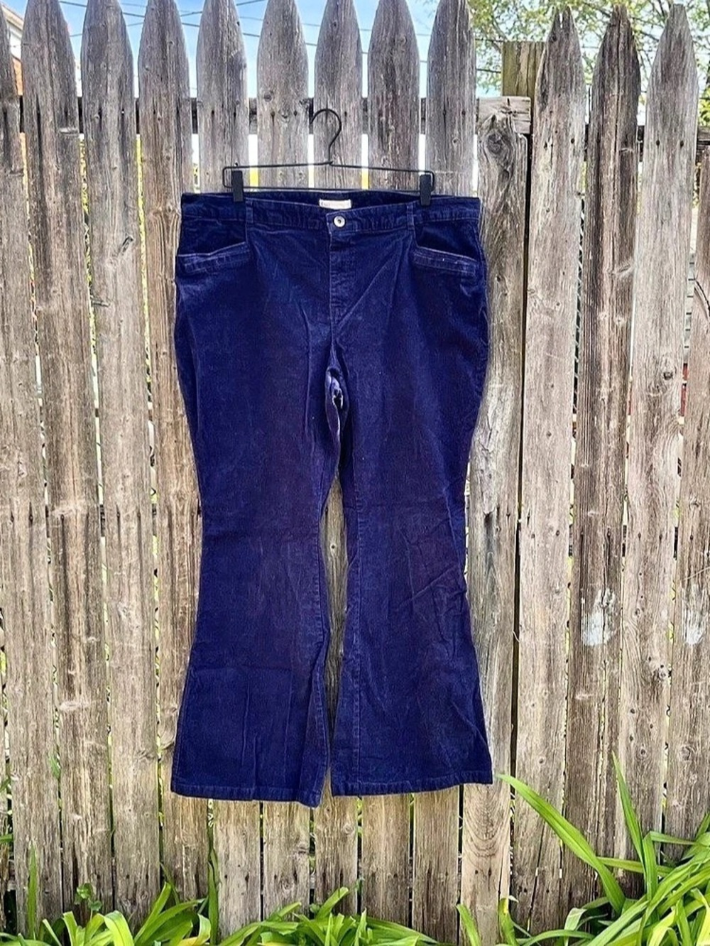 Cato Women's Blue Corduroy Flare Pants